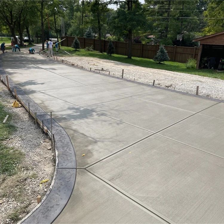 Concrete driveway with contrasting decorative border
